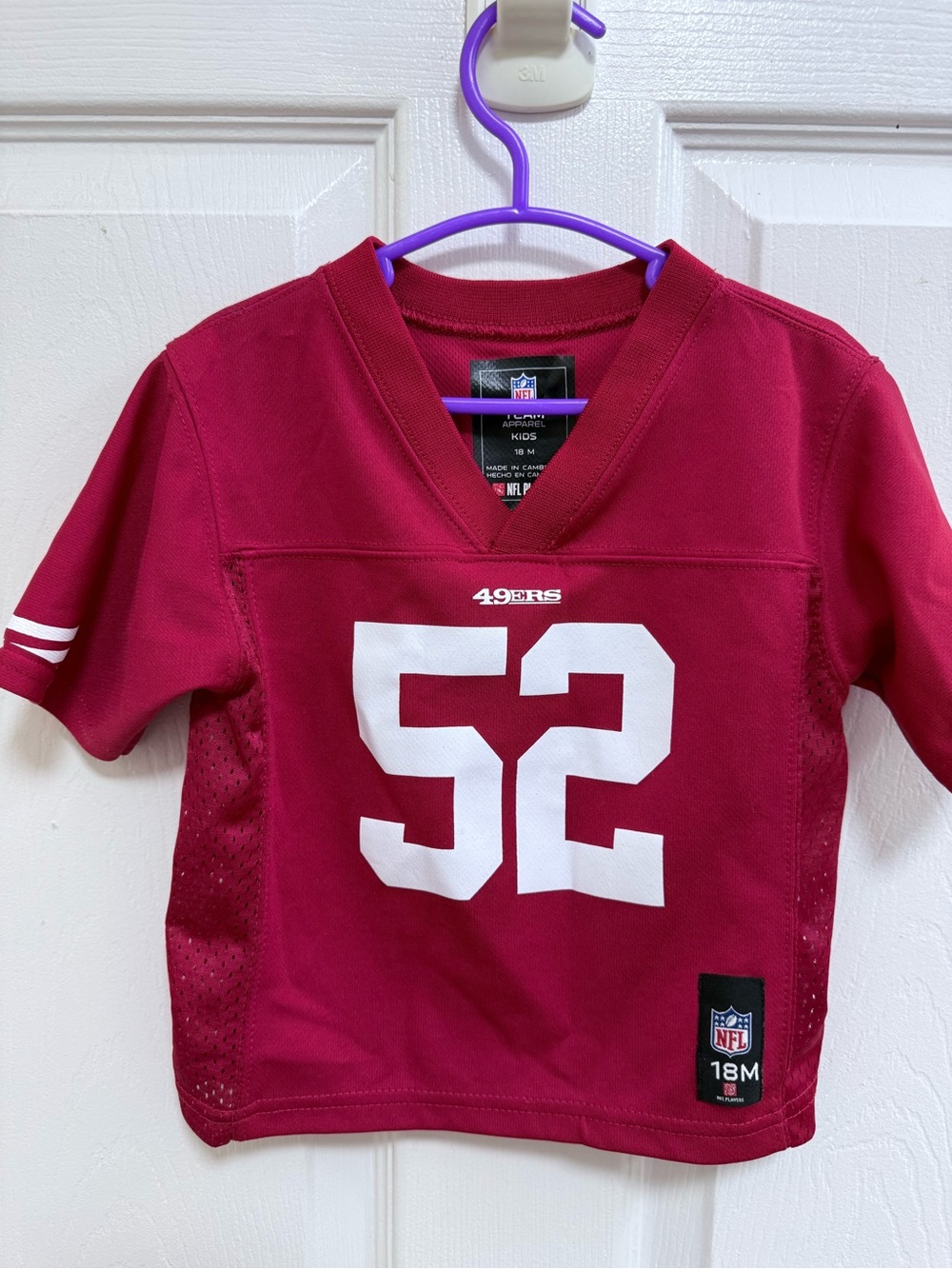 San Francisco 49ers Willis 52 Jersey in Red, Size 18 Months - Picture 2 of 4